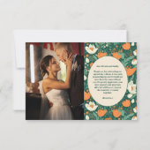 Foto Boho Retro Bloemen Bruiloft Bedankkaart (Achterkant)