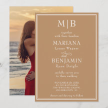 Foto Boho Tan Modern Border Minimalist Weddenschap