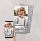 Foto: Boho Waterverf Merry Kerstgrijs Stip Feestdagenkaart