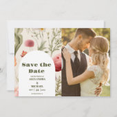 Foto Boho Wildflower Botanische bruiloft Save The Date (Voorkant)