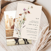 Foto Boho Wildflower Wedding Invitation Kaart