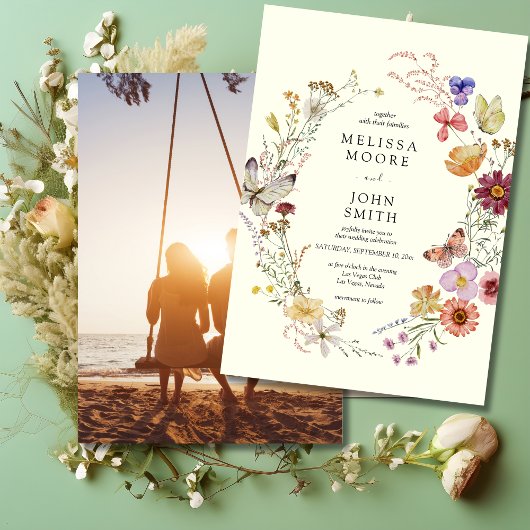 Foto Boho Wildflower Wedding Kaart