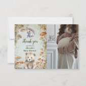 Foto Boho Woodland Baby shower Bedankkaart (Voorkant)