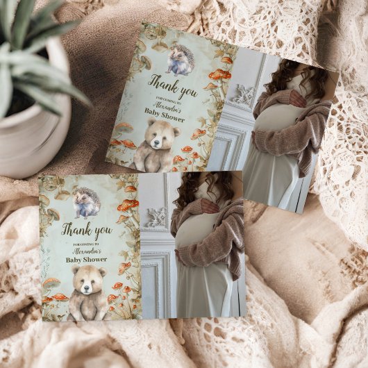 Foto Boho Woodland Baby shower Bedankkaart
