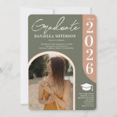 Foto bold 2023 boog groen roze afstuderen kaart (Voorkant)