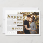 Foto Bold Block Text Overlap Nieuwjaar Zwangerscha Aankondiging (Voorkant)