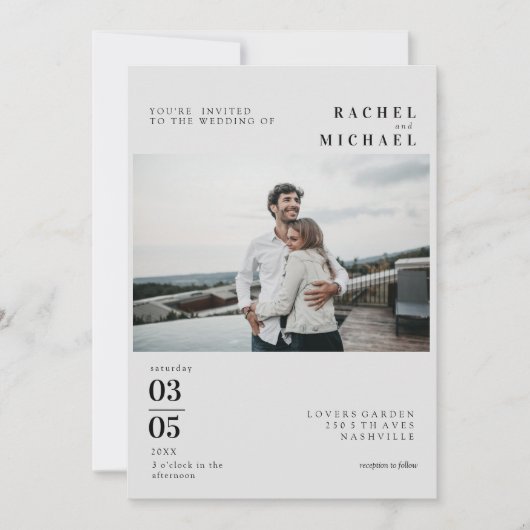 Foto Bold Minimal Trending Wedding Invitation Kaart (Voorkant)
