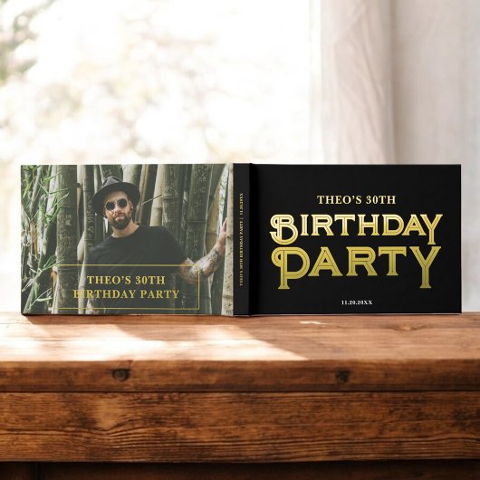 Foto Bold Retro Black Verjaardag Gastenboek
