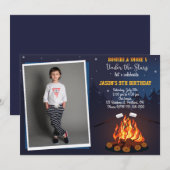 Foto: Bonfire verjaardagsuitnodiging Camping party Kaart (Voorkant / Achterkant)