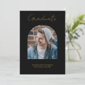 Foto-boog Afstudeer Uitnodiging Zwart Goud (Staand voorkant)
