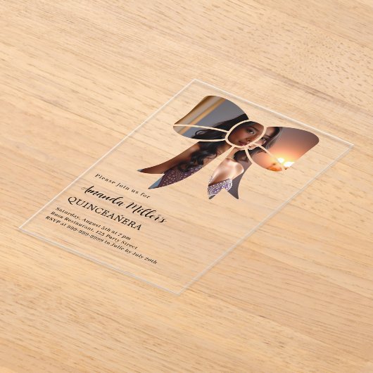 Foto boog elegant duidelijk Quinceanera Acryl Uitnodigingen (Laagn)
