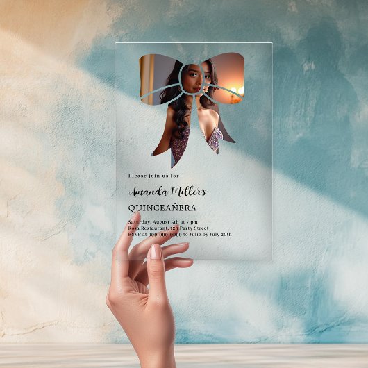 Foto boog elegant duidelijk Quinceanera Acryl Uitnodigingen