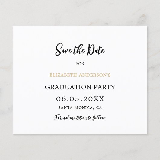 Foto boog goud Graduation Party Save the Date Flyer (Achterkant)