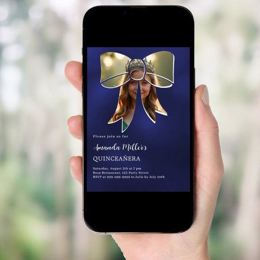 Foto boog marine blauw Quinceanera Kaart