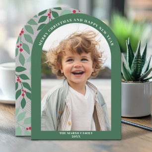 Foto-boog met botanische achterkant feestdagenkaart
