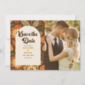 Foto Boog Moderne Retro jaren 70 Bloemen Bruiloft Save The Date (Voorkant)