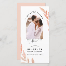 Foto-boog, perzik trouw save the date bladwijzer