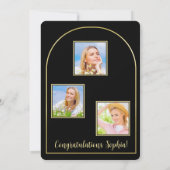 Foto boog zwart goud Afstuderen aankondiging (Achterkant)