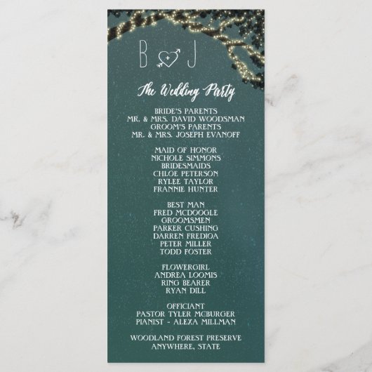 Foto Boom Tak Rustieke Bruiloft Programma's (Achterkant)