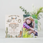 Foto Boot Wild West Westerne Verjaardagsuitnodigin Kaart (Staand voorkant)