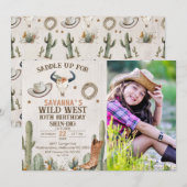 Foto Boot Wild West Westerne Verjaardagsuitnodigin Kaart (Voorkant / Achterkant)
