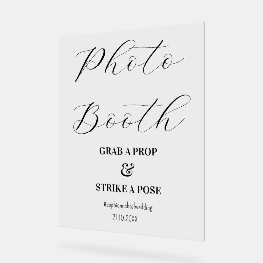 Foto Booth Black White Wedding Acryl Bord (Hoek)