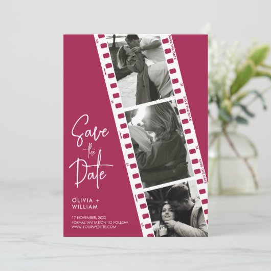 Foto Booth Bruiloft Bewaar de datum uitnodiging (Staand voorkant)