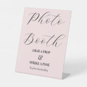 Foto Booth Bruiloft Blush Roze Reclamebord Met Voetstuk (Voorkant)