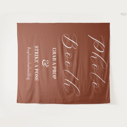 Foto Booth Bruin Terracotta Bruiloft Wandkleed (Voorkant (horizontaal))