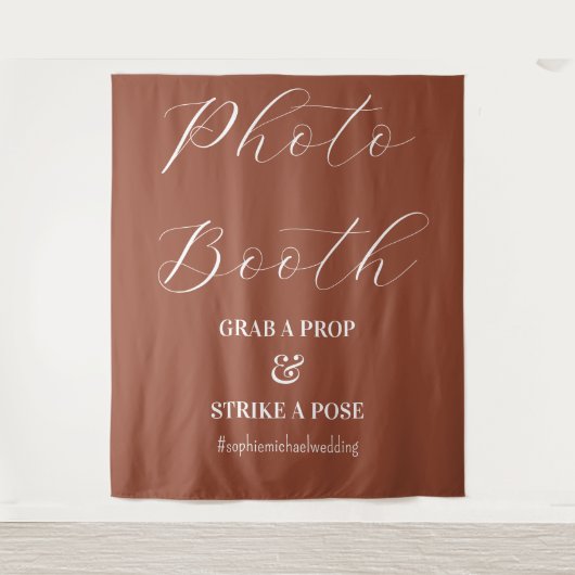 Foto Booth Bruin Terracotta Bruiloft Wandkleed (Voorkant)