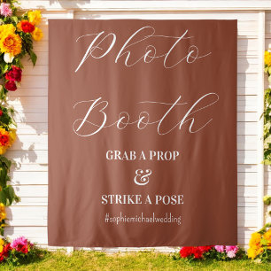 Foto Booth Bruin Terracotta Bruiloft Wandkleed