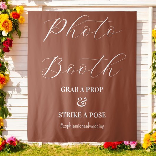 Foto Booth Bruin Terracotta Bruiloft Wandkleed