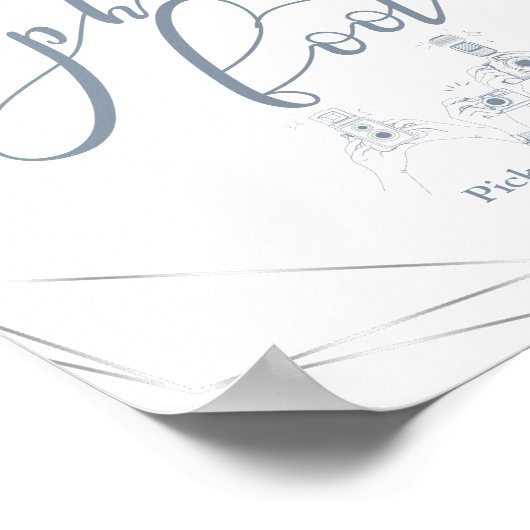 Foto Booth Dusty Blue Floral Sign Poster (Hoek)