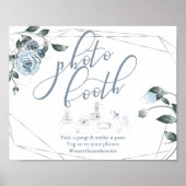 Foto Booth Dusty Blue Floral Sign Poster (Voorkant)