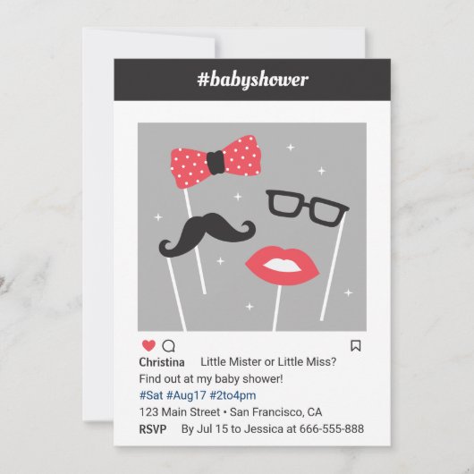 Foto Booth Geslacht onthullen Baby douche uitnodig Kaart (Voorkant)