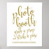 Foto Booth Gold Glitter 8x10 Wedding Sign Poster (Voorkant)
