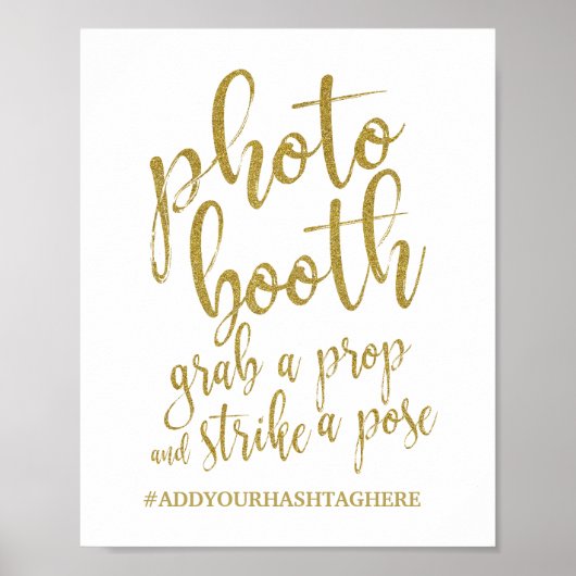 Foto Booth Gold Glitter 8x10 Wedding Sign Poster (Voorkant)