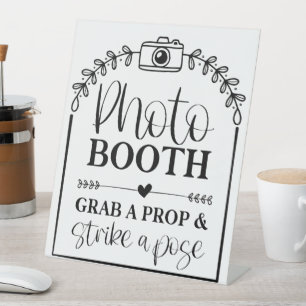 Foto Booth Grab A Prop & Strike A Pose Reclamebord Met Voetstuk