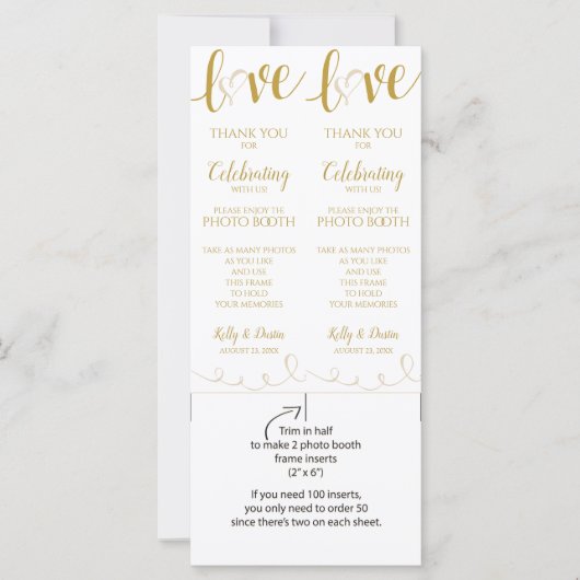 Foto Booth-Kaarten | Liefde Script - Gold & beige (Voorkant)