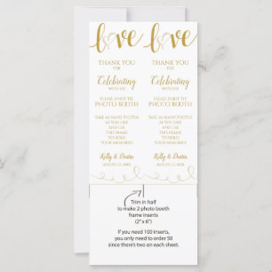 Foto Booth-Kaarten   Liefde Script - Gold & beige