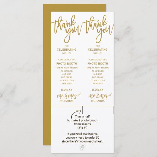 Foto Booth-Lijsten invoegen | Penseelscript (goud) (Voorkant / Achterkant)