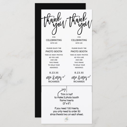 Foto Booth-Lijsten invoegen | Penseelscript (zwart (Voorkant / Achterkant)