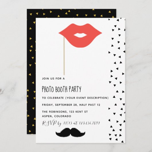 Foto Booth Party Invitation Kaart (Voorkant / Achterkant)