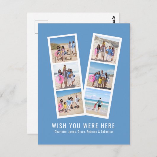 Foto Booth Personalized 6 Afbeeldingen and Text Briefkaart (Voorkant / Achterkant)