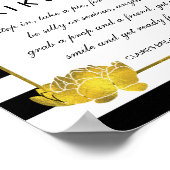Foto Booth Poster Sign Black Stripe & Gold Peony (Hoek)