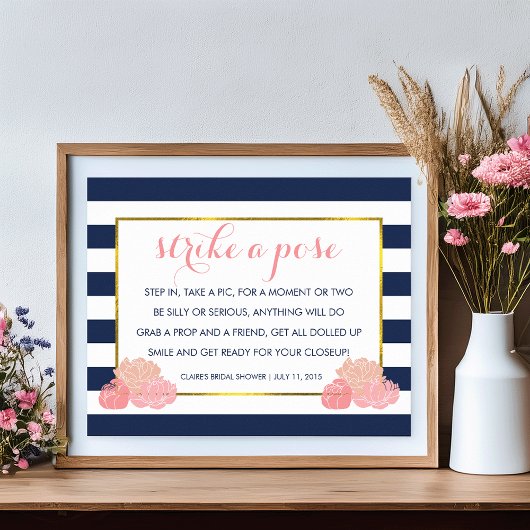 Foto Booth Poster Sign | Midnight Blush Peony
