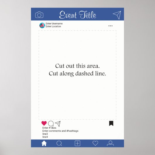 Foto Booth Prop Lijst Poster blauw (Voorkant)