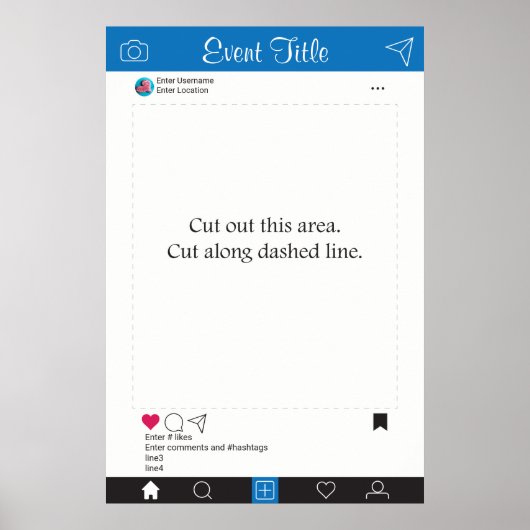 Foto Booth Prop Lijst Poster Blauw zwart (Voorkant)