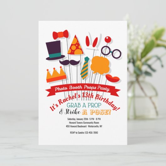 Foto Booth Props Party Uitnodigingen (Staand voorkant)
