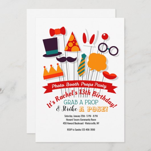Foto Booth Props Party Uitnodigingen (Voorkant / Achterkant)